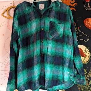 Vintage boyfriend American eagle flannel with hood hoodie